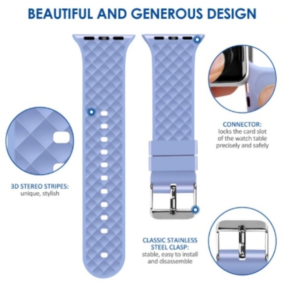 *NEW Black Rhomboid Silicone Band For Apple Watch - Picture 3 of 4